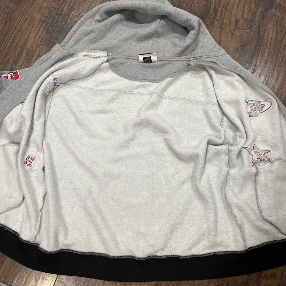 Vintage NBA Teams Logo Patch Hoodie Zip Jacket Sports Unique Coat Sz 3XL - Picture 2 of 12